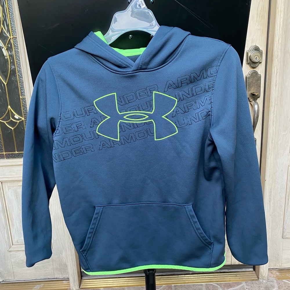Under Armour Grey and Green Coldgear Hoodie Sweatshirt